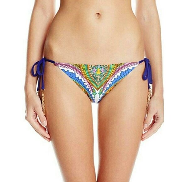 New Trina Turk Pacific Paisley Side Tie Hipster Bikini Bottom Womens 4 Swimwear - Picture 1 of 8